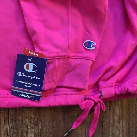 Champion Cropped Sweatshirt French Terry Top Pink - Picture 8 of 10